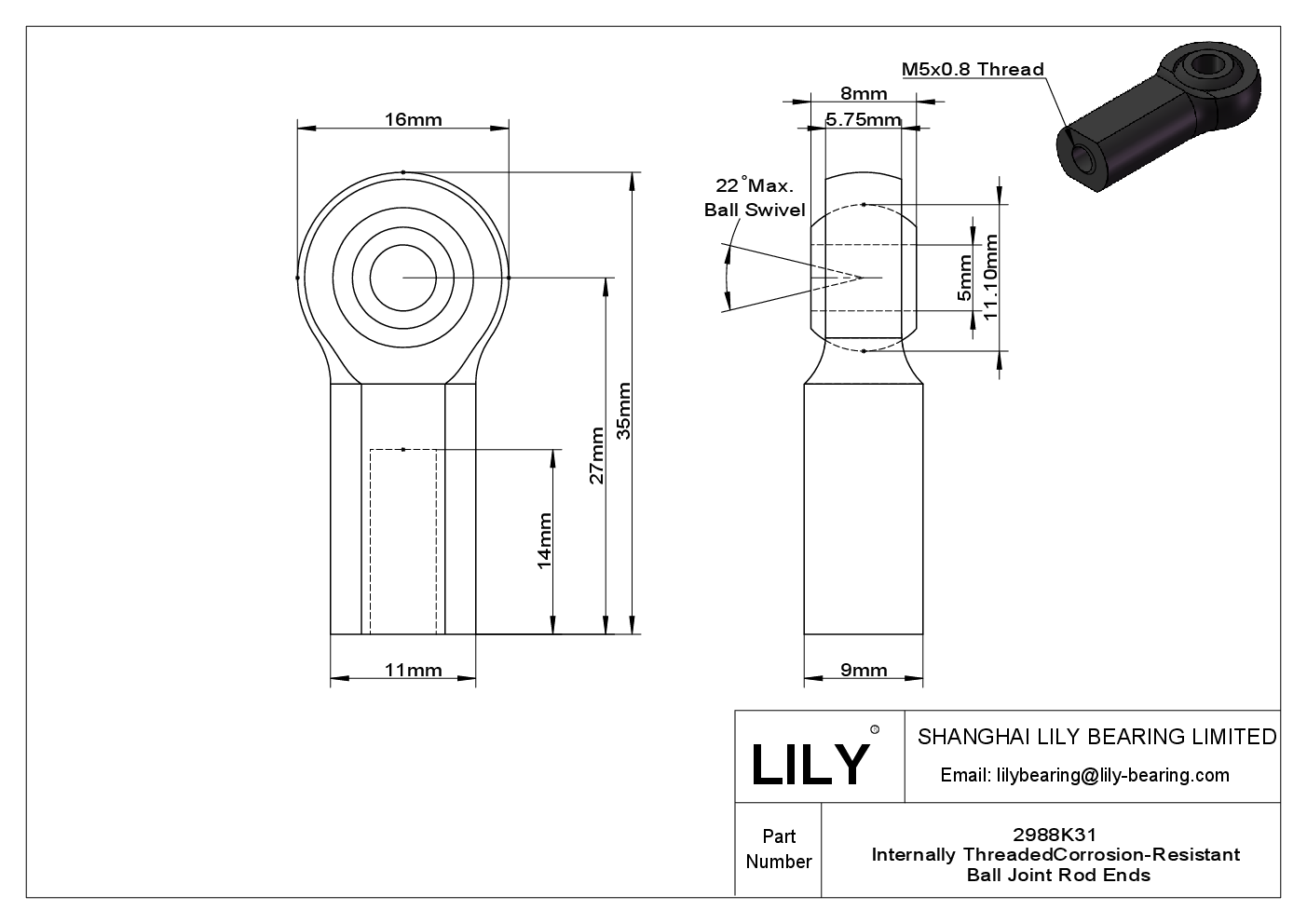 CJIIKDB Cabezas de rótula de rosca hembra cad drawing