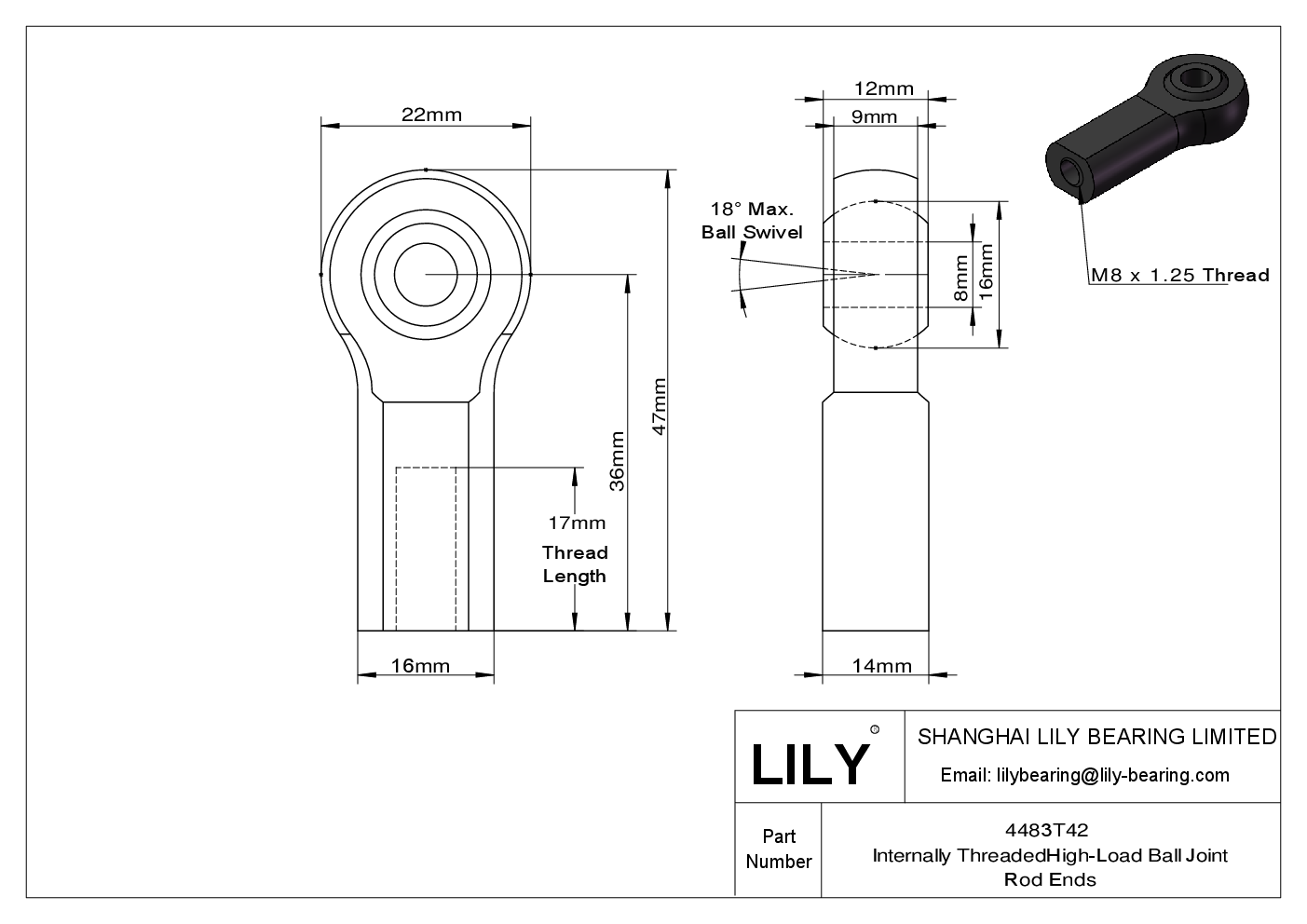 EEIDTEC Cabezas de rótula de rosca hembra cad drawing