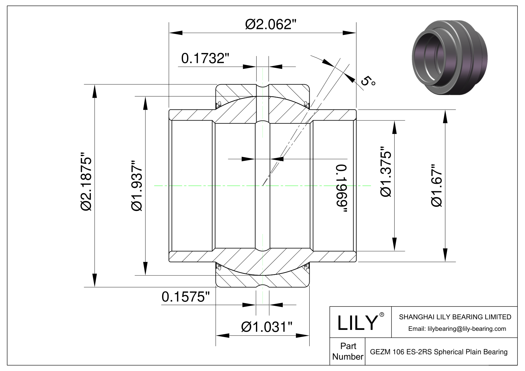 GEZM 106 ES-2RS 向心关节轴承 cad drawing