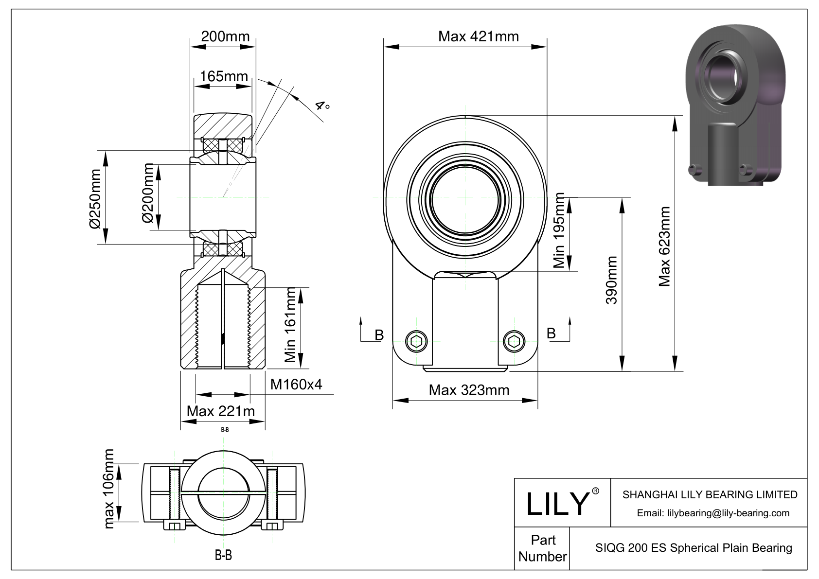 SIQG 200 ES Cabezas de rótula de rosca hembra cad drawing