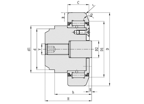 WD0569 Adjustable Combined Roller Bearings with Plastic Axial Roller cad drawing