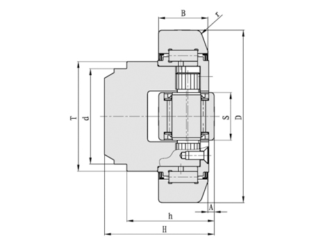 WD463 Eccentric Adjustable Combined Roller Bearings cad drawing