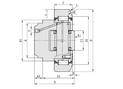 WD059/101.2-2RS Standard Combined Roller Bearings cad drawing