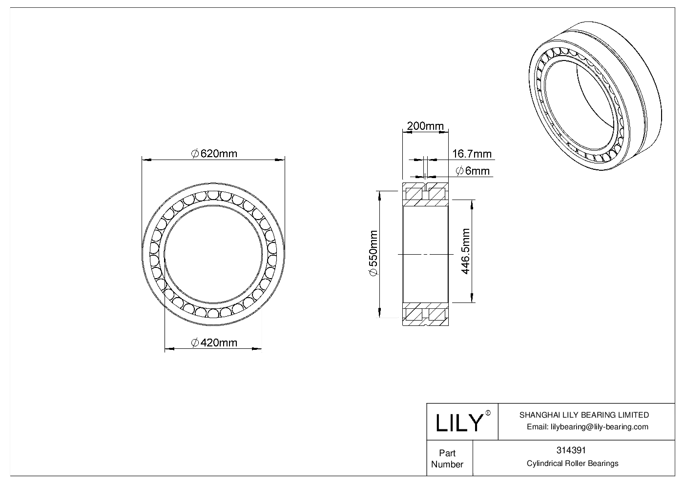 314391 Double Row Cylindrical Roller Bearings cad drawing
