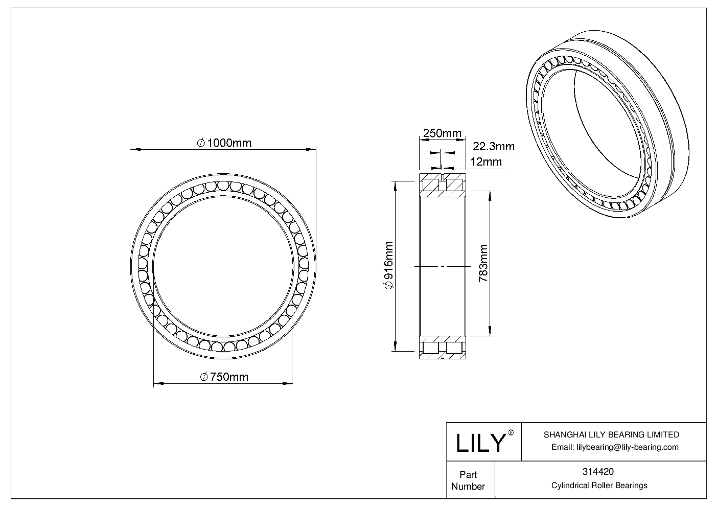 314420 双列圆柱滚子轴承 cad drawing