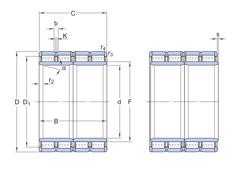 315175 C Four-Row Cylindrical Roller Bearings cad drawing