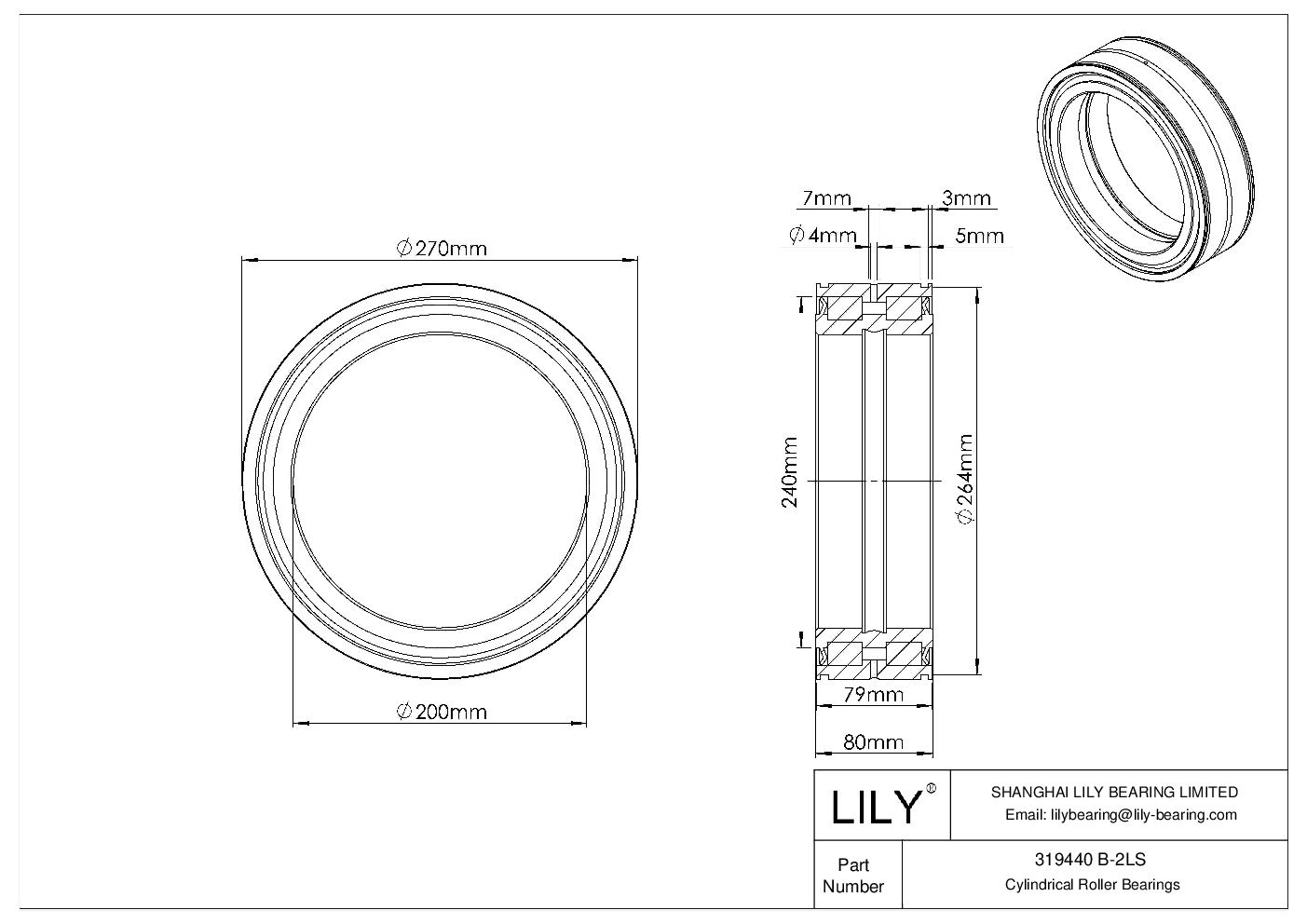 319440 B-2LS Rodamientos de rodillos cilíndricos de doble hilera de dotación completa cad drawing