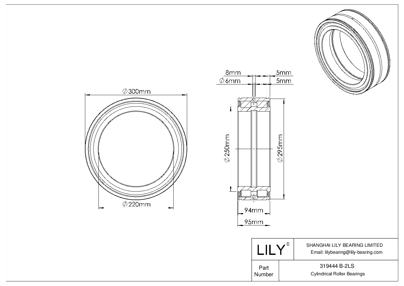 319444 B-2LS Rodamientos de rodillos cilíndricos de doble hilera de dotación completa cad drawing