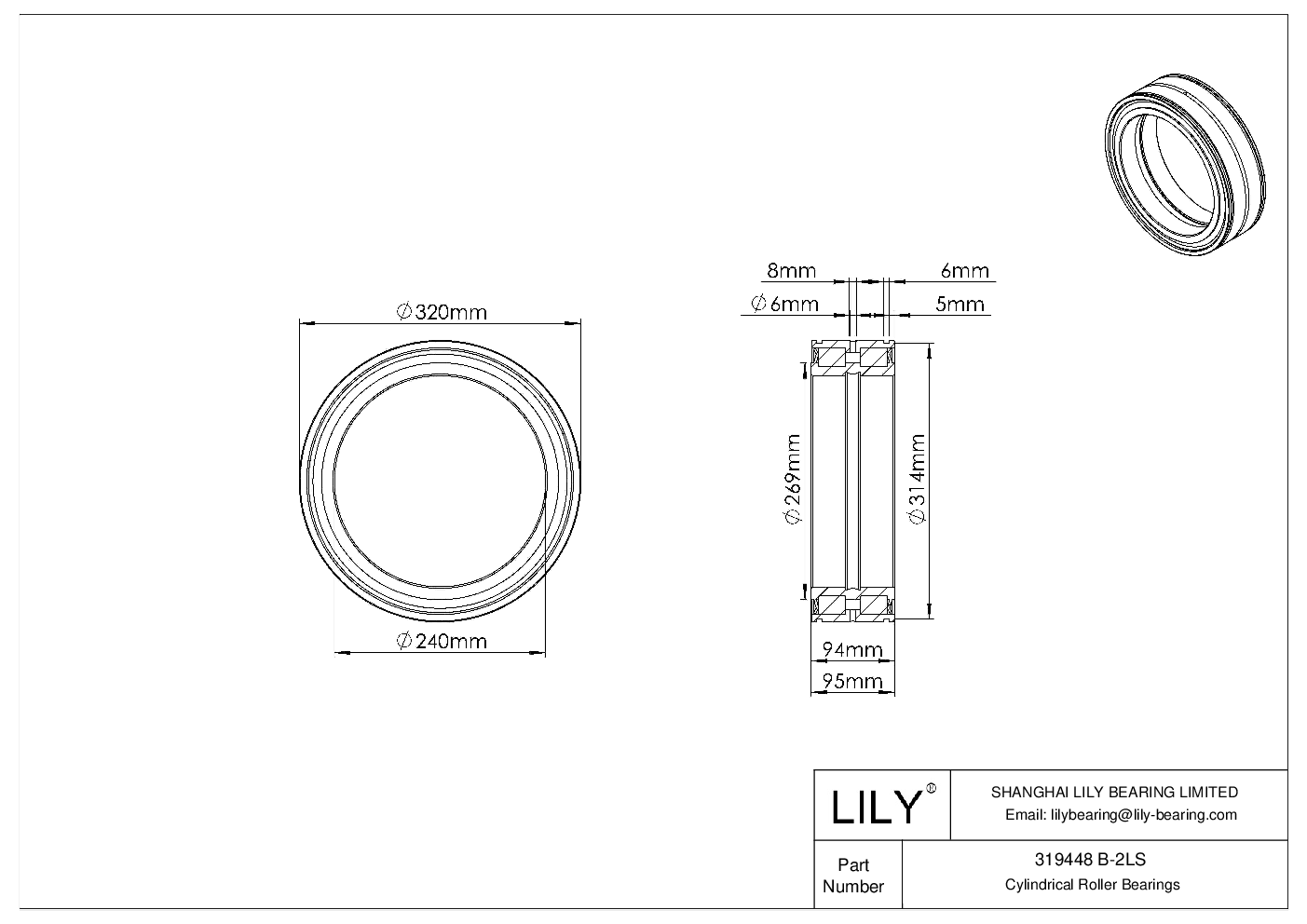 319448 B-2LS 双列满装圆柱滚子轴承 cad drawing