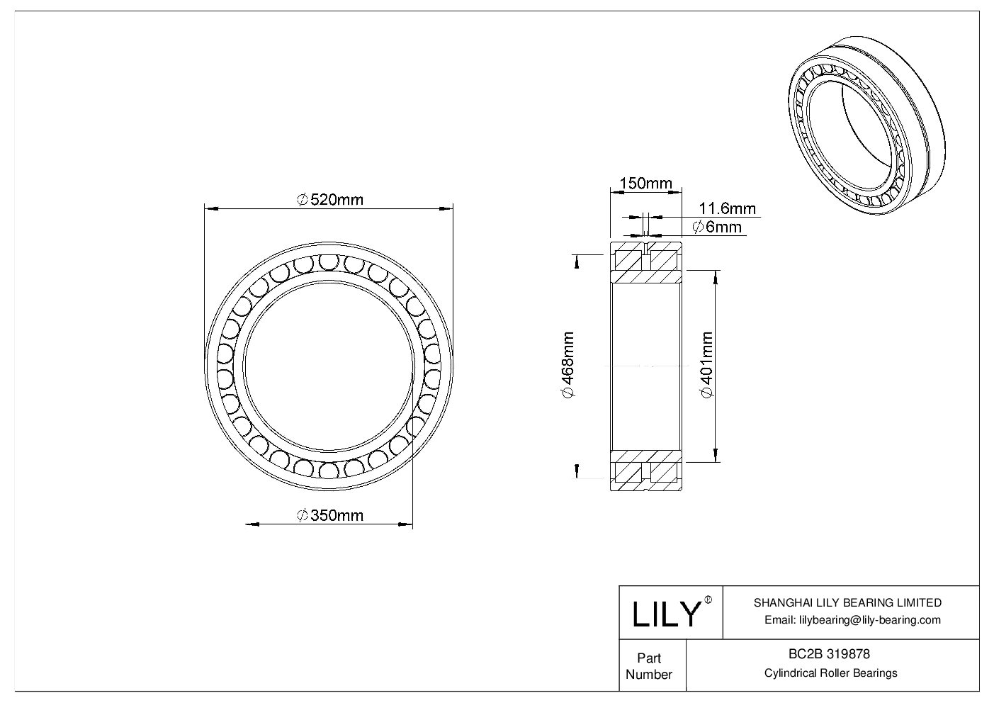BC2B 319878 Double Row Cylindrical Roller Bearings cad drawing