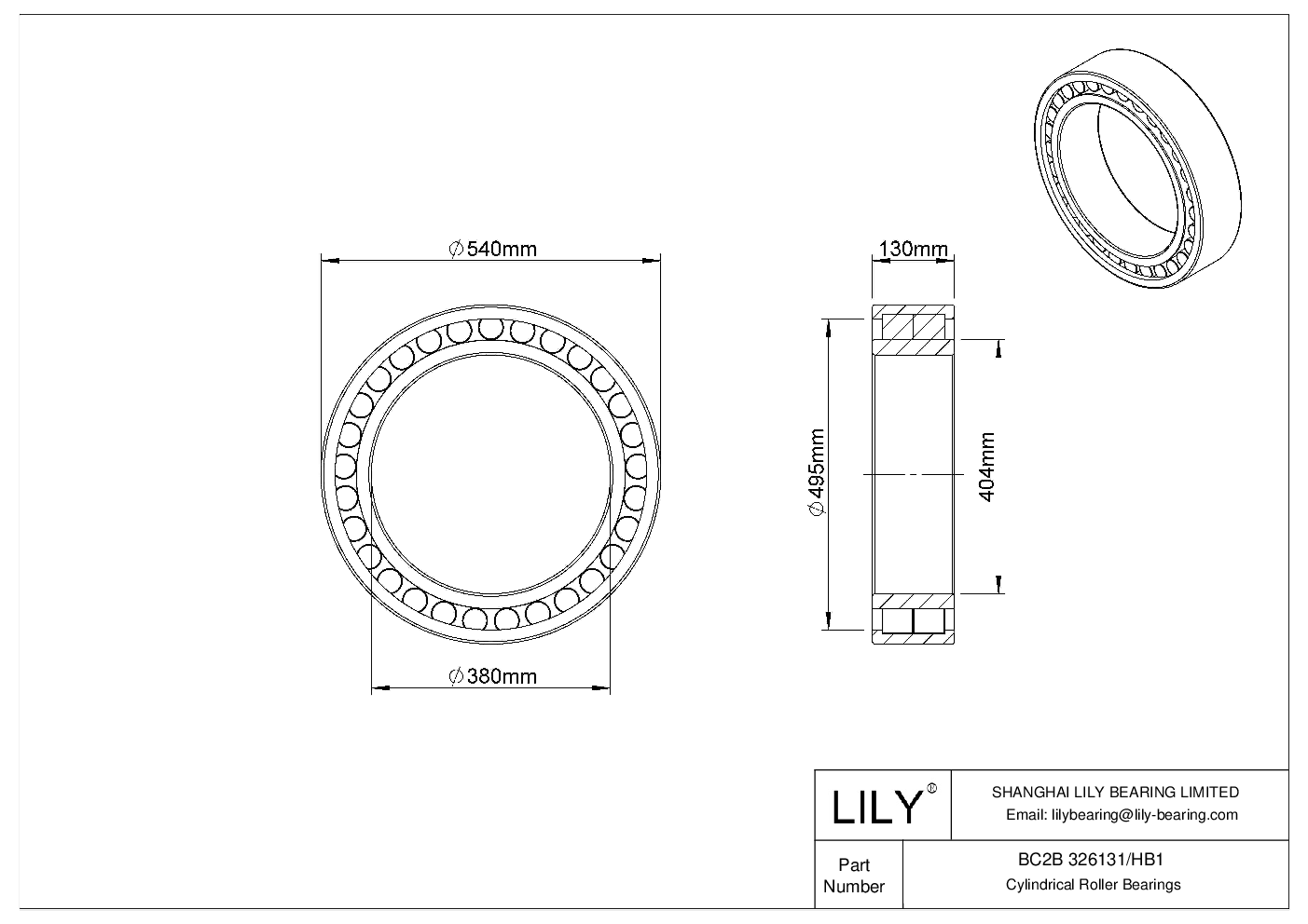 BC2B 326131/HB1 Double Row Cylindrical Roller Bearings cad drawing