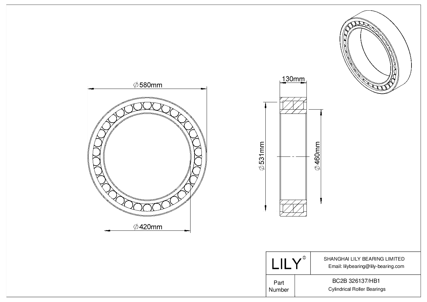 BC2B 326137/HB1 Rodamientos de Rodillos Cilíndricos de Doble Hilera cad drawing