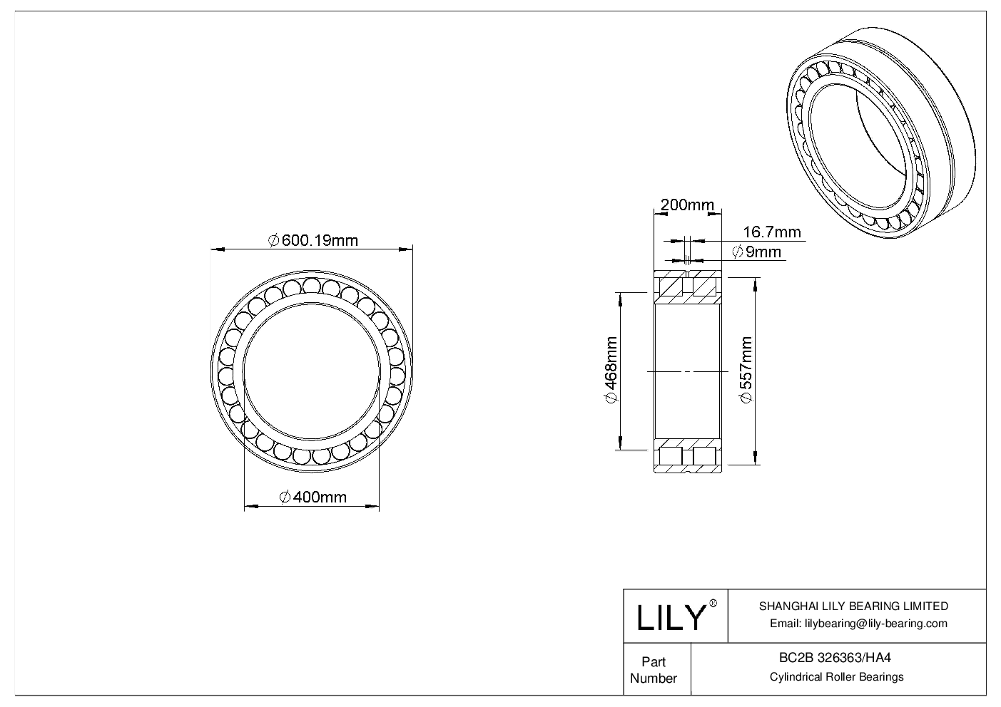 BC2B 326363/HA4 Double Row Cylindrical Roller Bearings cad drawing