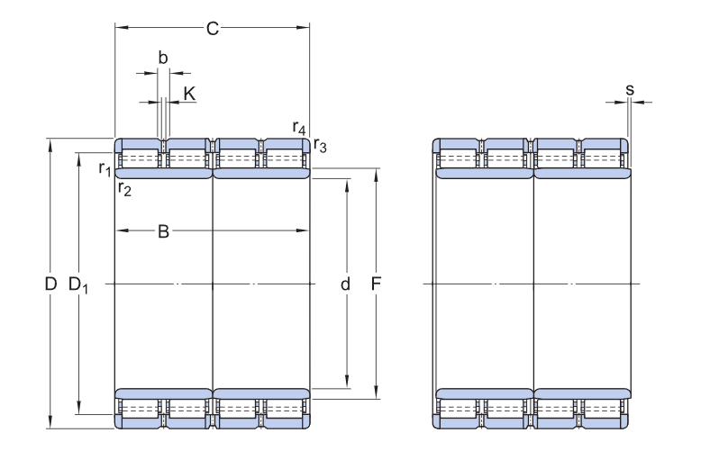 BC4B 316515 Four-Row Cylindrical Roller Bearings cad drawing