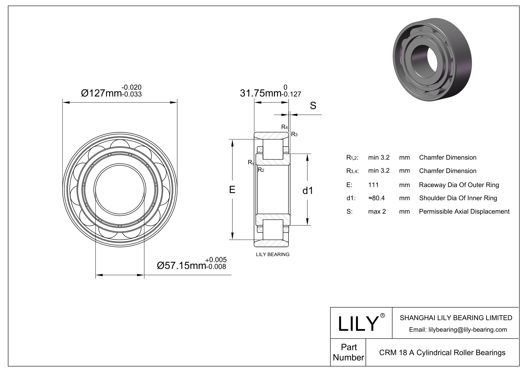 CRM 18 A Single Row Cylindrical Roller Bearings With Inner Ring cad drawing