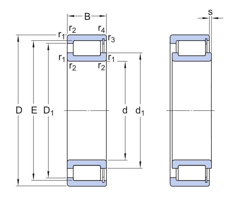 NCF 18/560 V/HB1 Single Row Full Complement Cylindrical Roller Bearings cad drawing