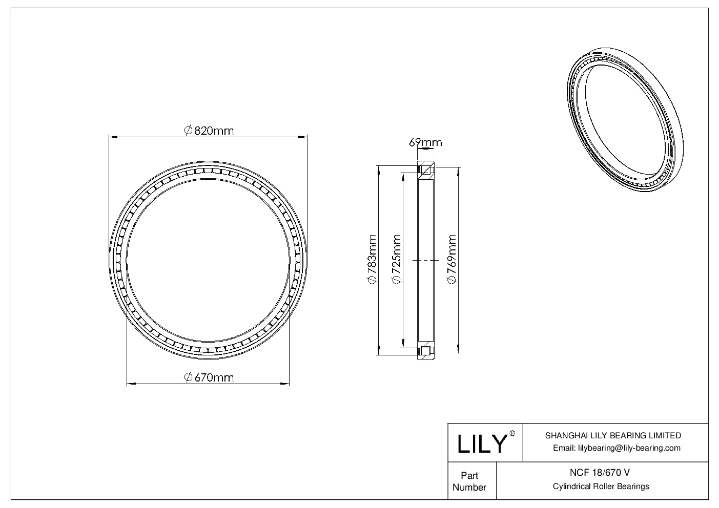 NCF 18/670 V Single Row Full Complement Cylindrical Roller Bearings cad drawing