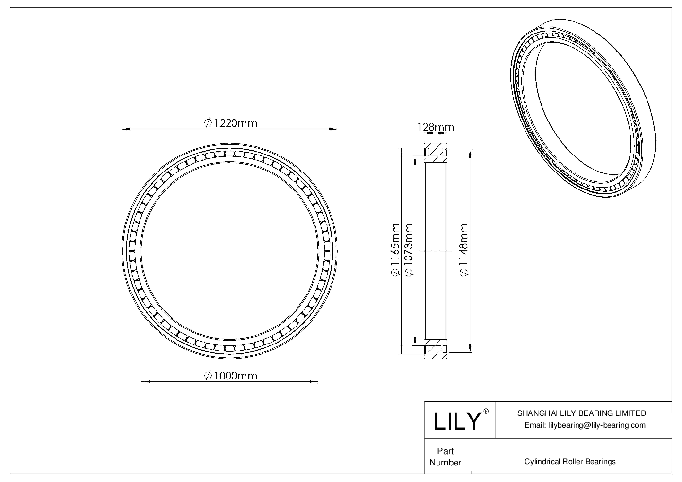 NCF 28/1000 V Single Row Full Complement Cylindrical Roller Bearings cad drawing