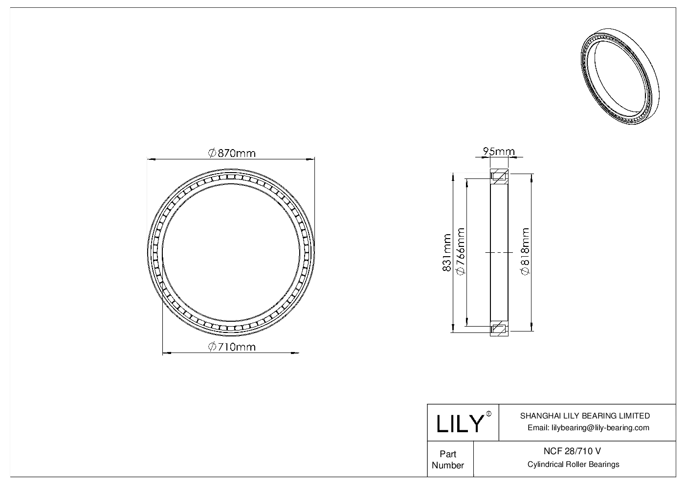 NCF 28/710 V Rodamientos de una hilera de rodillos cilíndricos sin jaula cad drawing