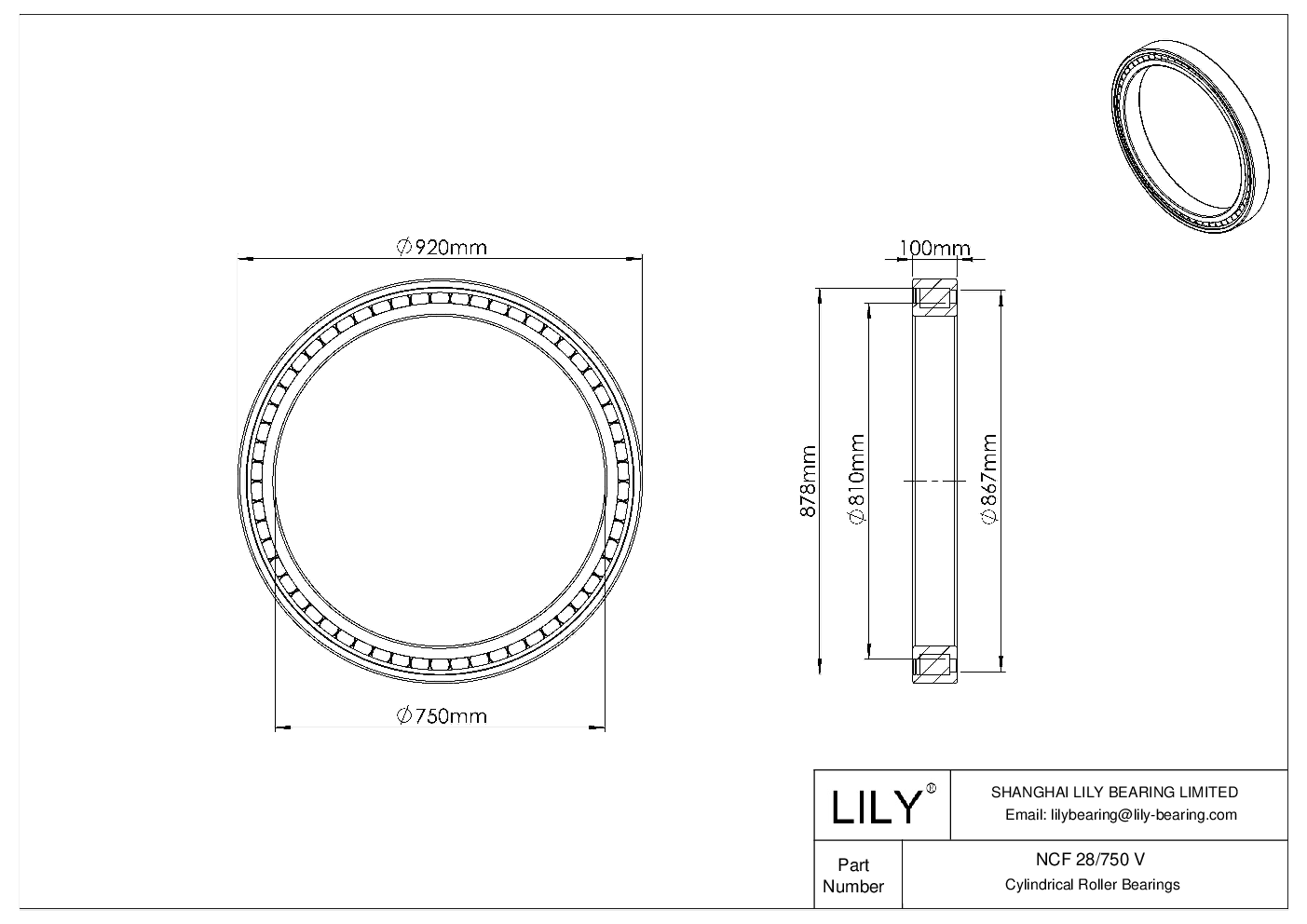 NCF 28/750 V Rodamientos de una hilera de rodillos cilíndricos sin jaula cad drawing