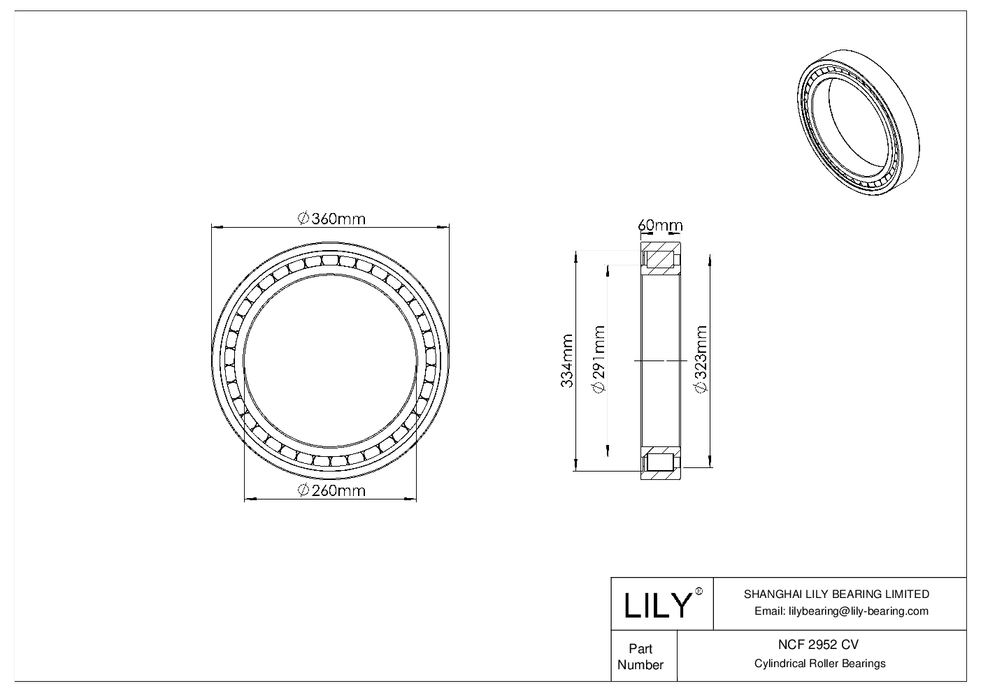 NCF 2952 CV 单列满装圆柱滚子轴承 cad drawing