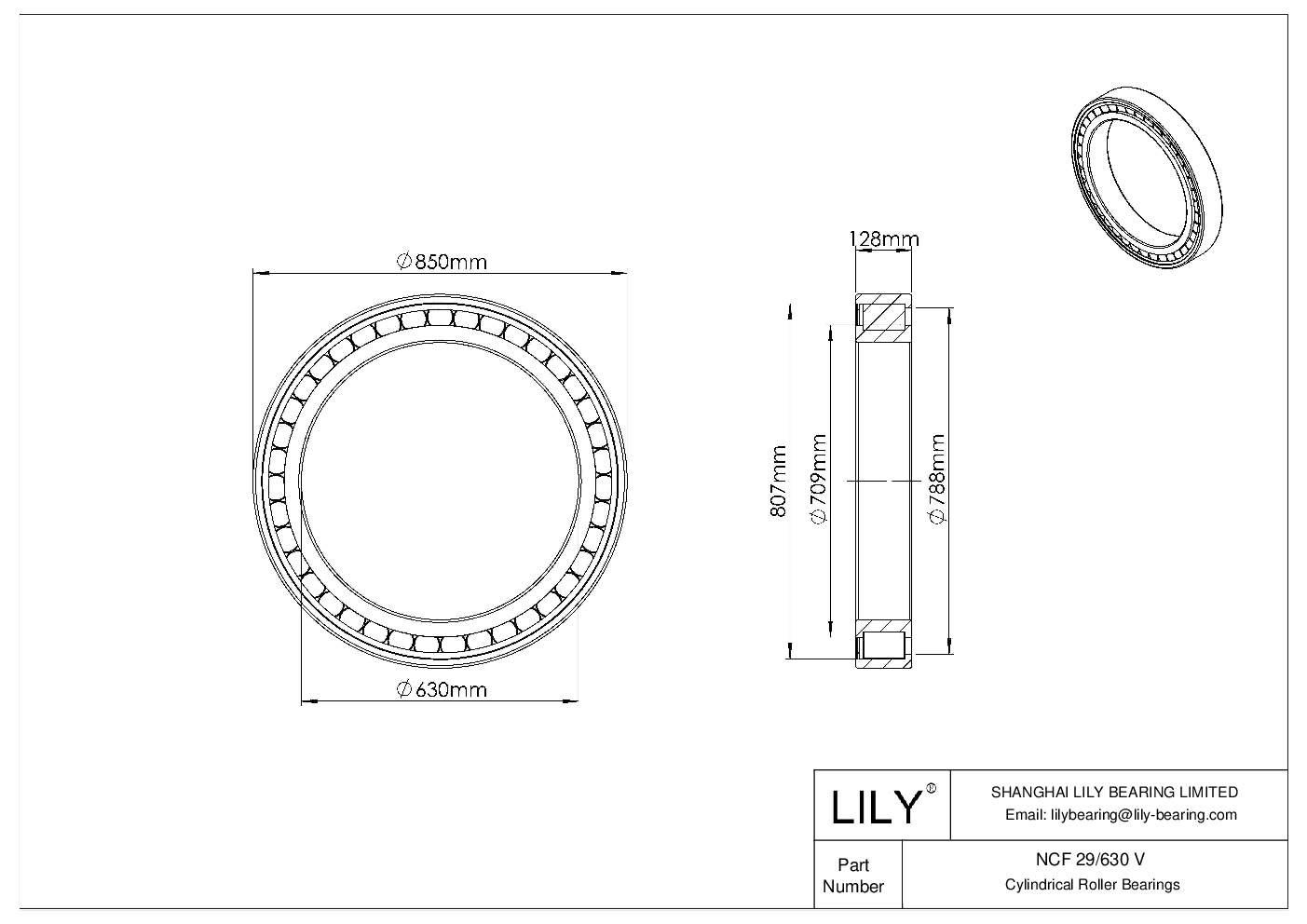 NCF 29/630 V Rodamientos de una hilera de rodillos cilíndricos sin jaula cad drawing