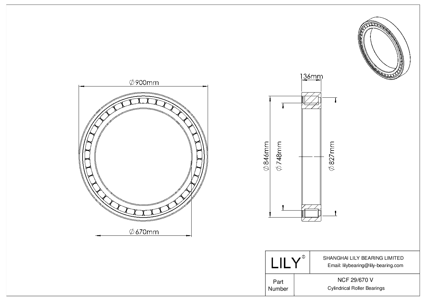 NCF 29/670 V Single Row Full Complement Cylindrical Roller Bearings cad drawing