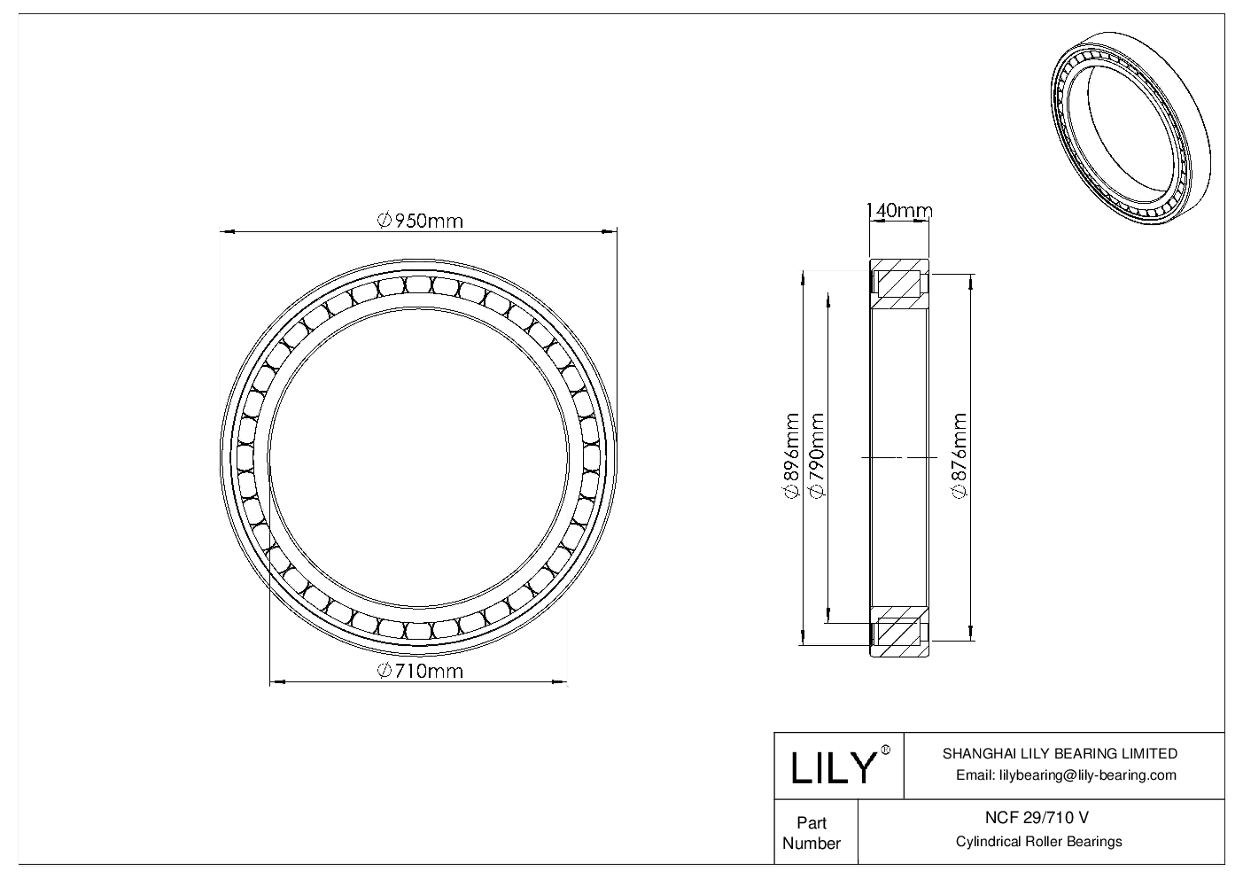 NCF 29/710 V Single Row Full Complement Cylindrical Roller Bearings cad drawing