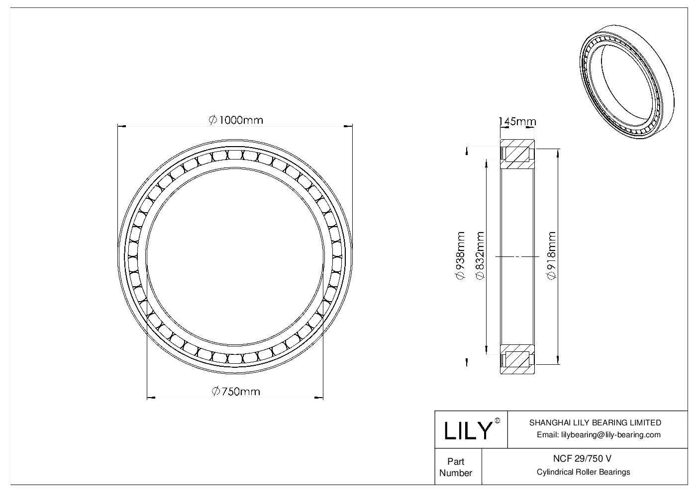 NCF 29/750 V 单列满装圆柱滚子轴承 cad drawing