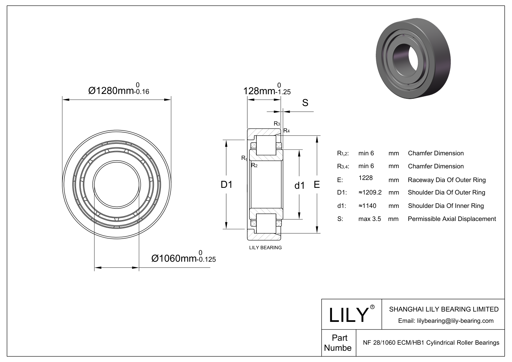 NF 28/1060 ECM/HB1 带内圈单列圆柱滚子轴承 cad drawing