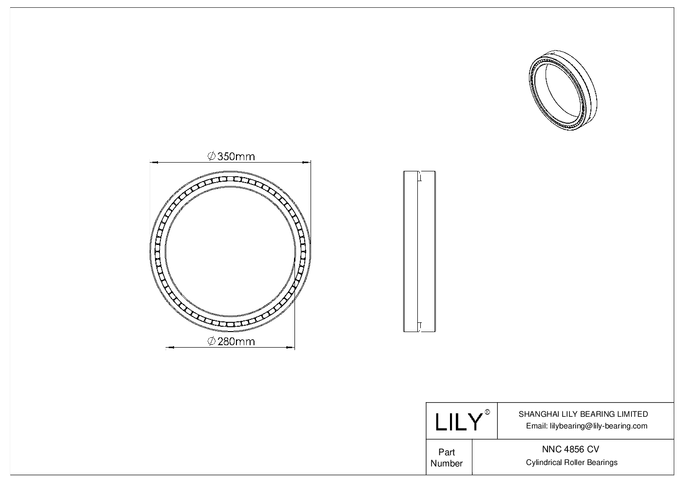 NNC 4856 CV 双列满装圆柱滚子轴承 cad drawing