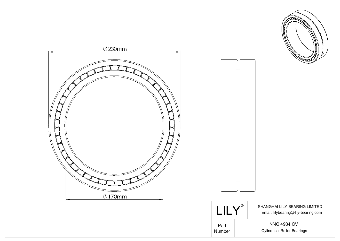 NNC 4934 CV 双列满装圆柱滚子轴承 cad drawing