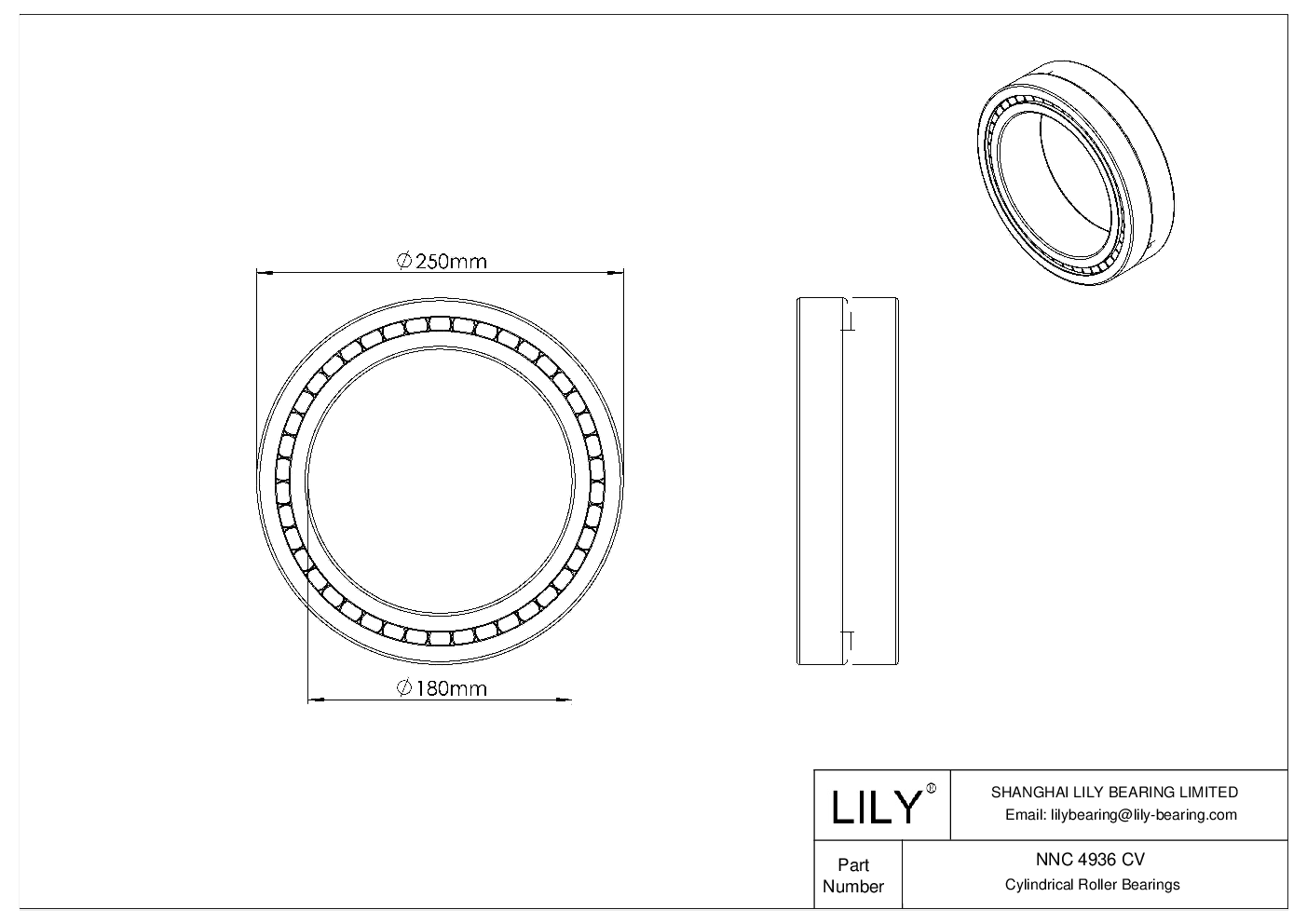 NNC 4936 CV 双列满装圆柱滚子轴承 cad drawing