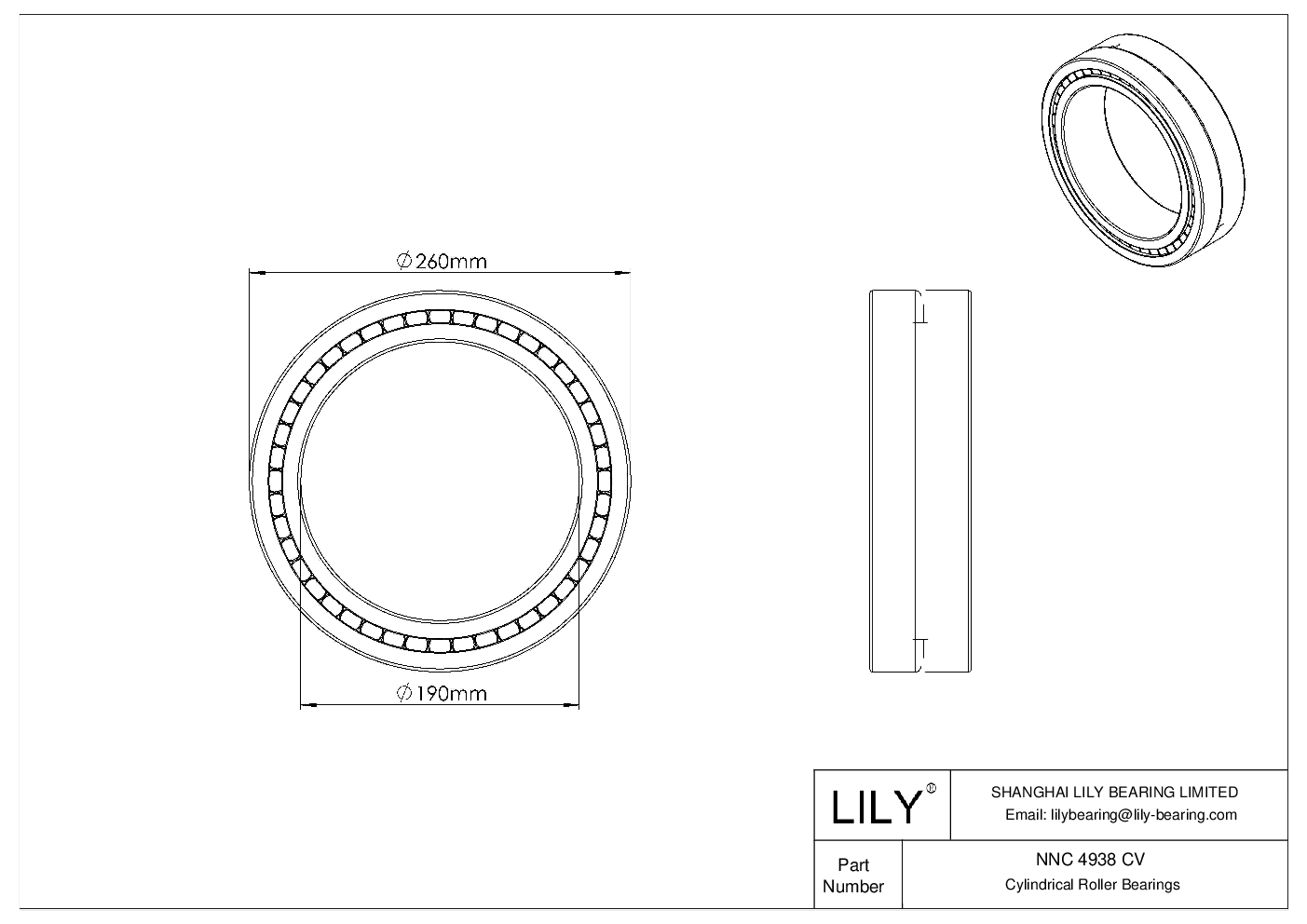 NNC 4938 CV 双列满装圆柱滚子轴承 cad drawing