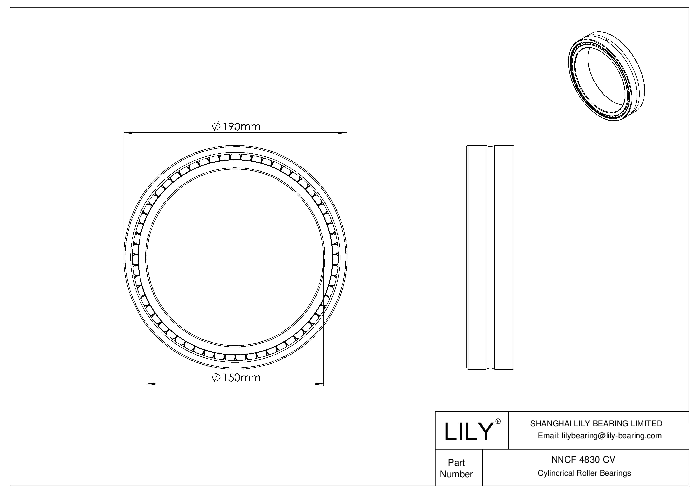 NNCF 4830 CV 双列满装圆柱滚子轴承 cad drawing