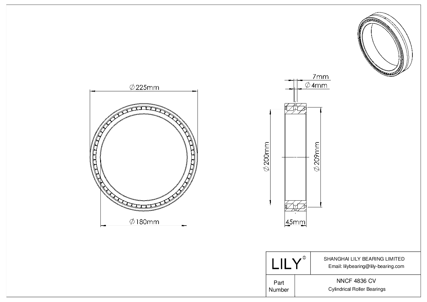 NNCF 4836 CV 双列满装圆柱滚子轴承 cad drawing