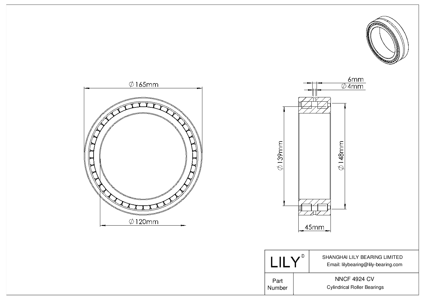 NNCF 4924 CV 双列满装圆柱滚子轴承 cad drawing