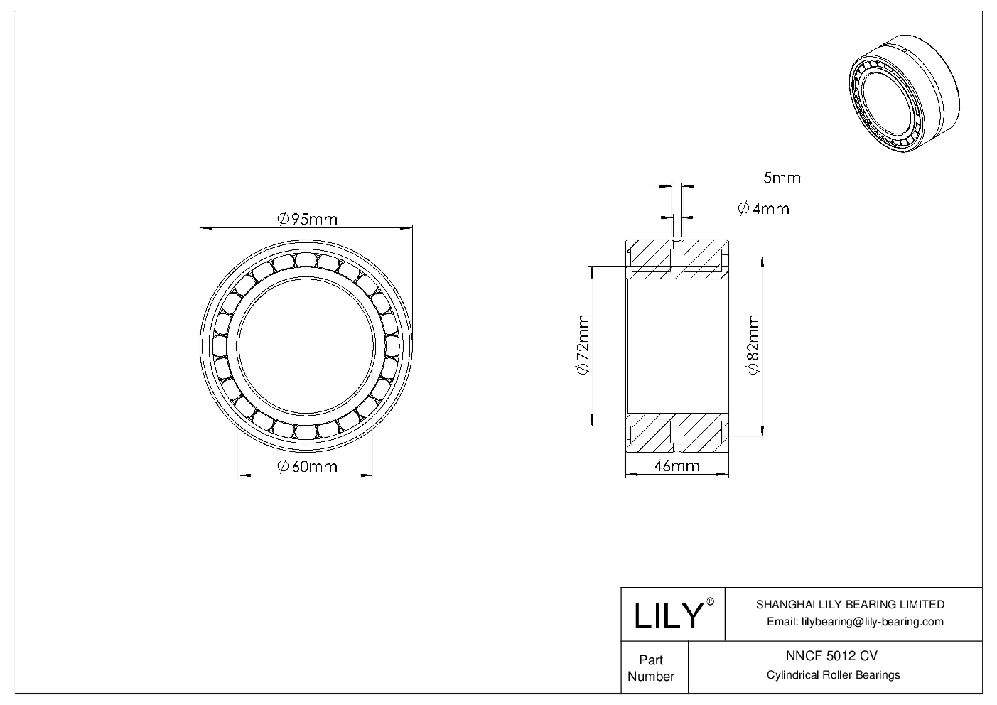 NNCF 5012 CV 双列满装圆柱滚子轴承 cad drawing