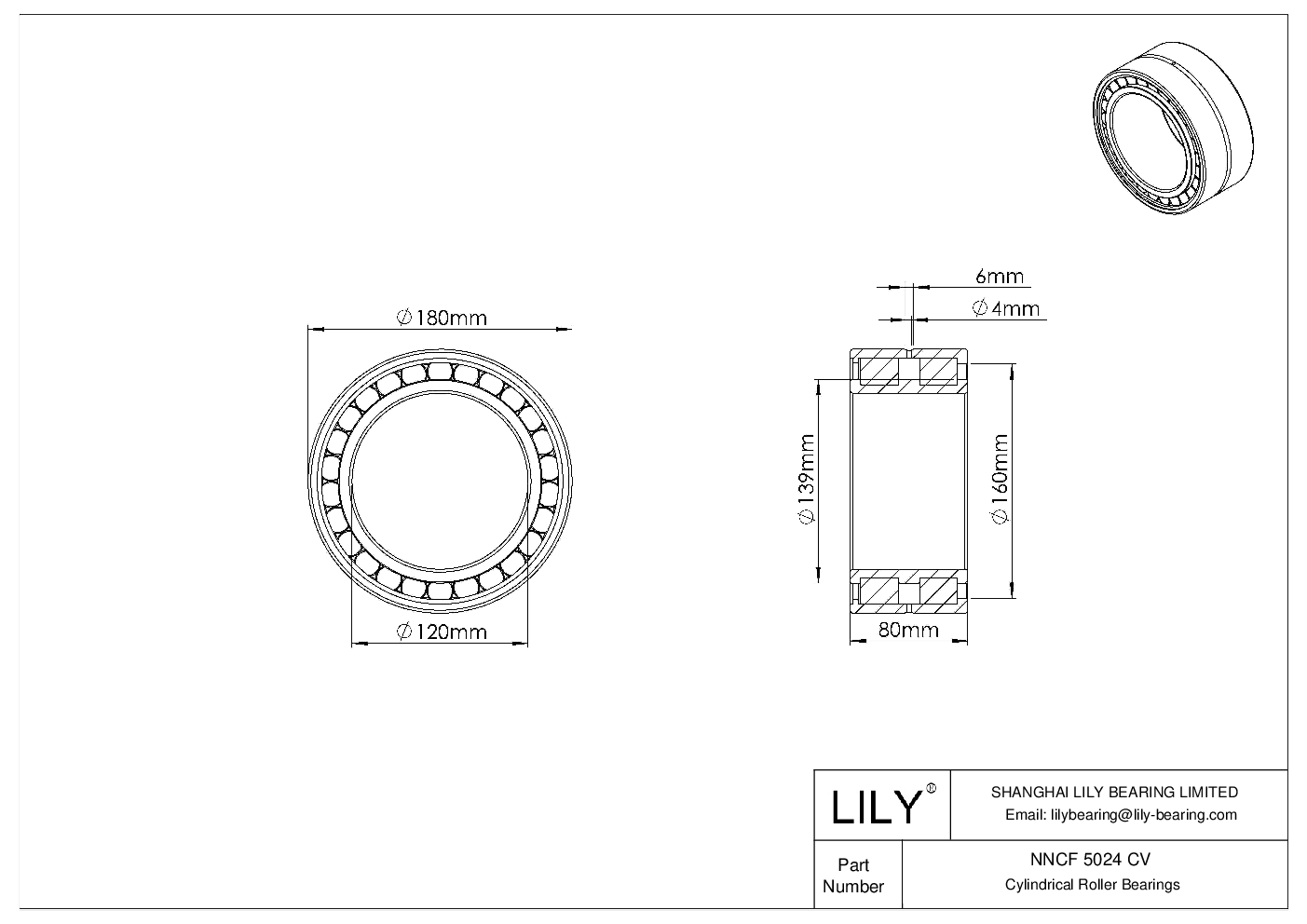NNCF 5024 CV Double Row Full Complement Cylindrical Roller Bearings cad drawing