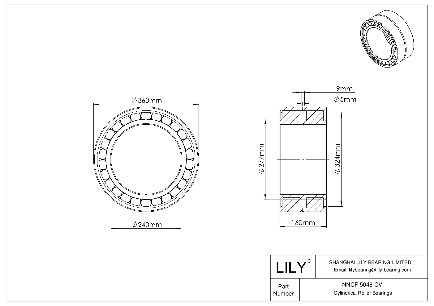 NNCF 5048 CV Rodamientos de rodillos cilíndricos de doble hilera de dotación completa cad drawing