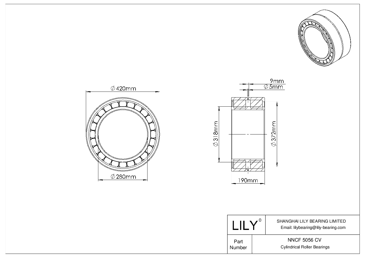 NNCF 5056 CV Rodamientos de rodillos cilíndricos de doble hilera de dotación completa cad drawing