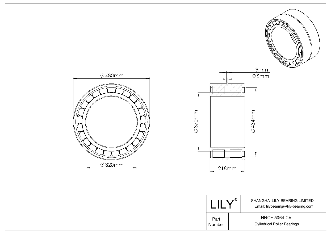 NNCF 5064 CV 双列满装圆柱滚子轴承 cad drawing