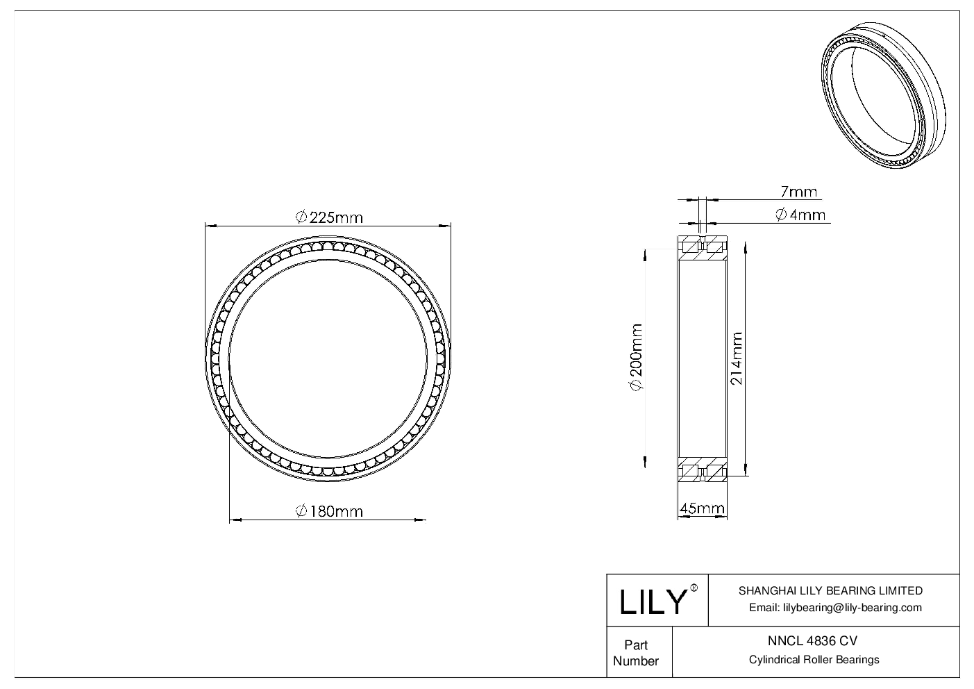 NNCL 4836 CV 双列满装圆柱滚子轴承 cad drawing