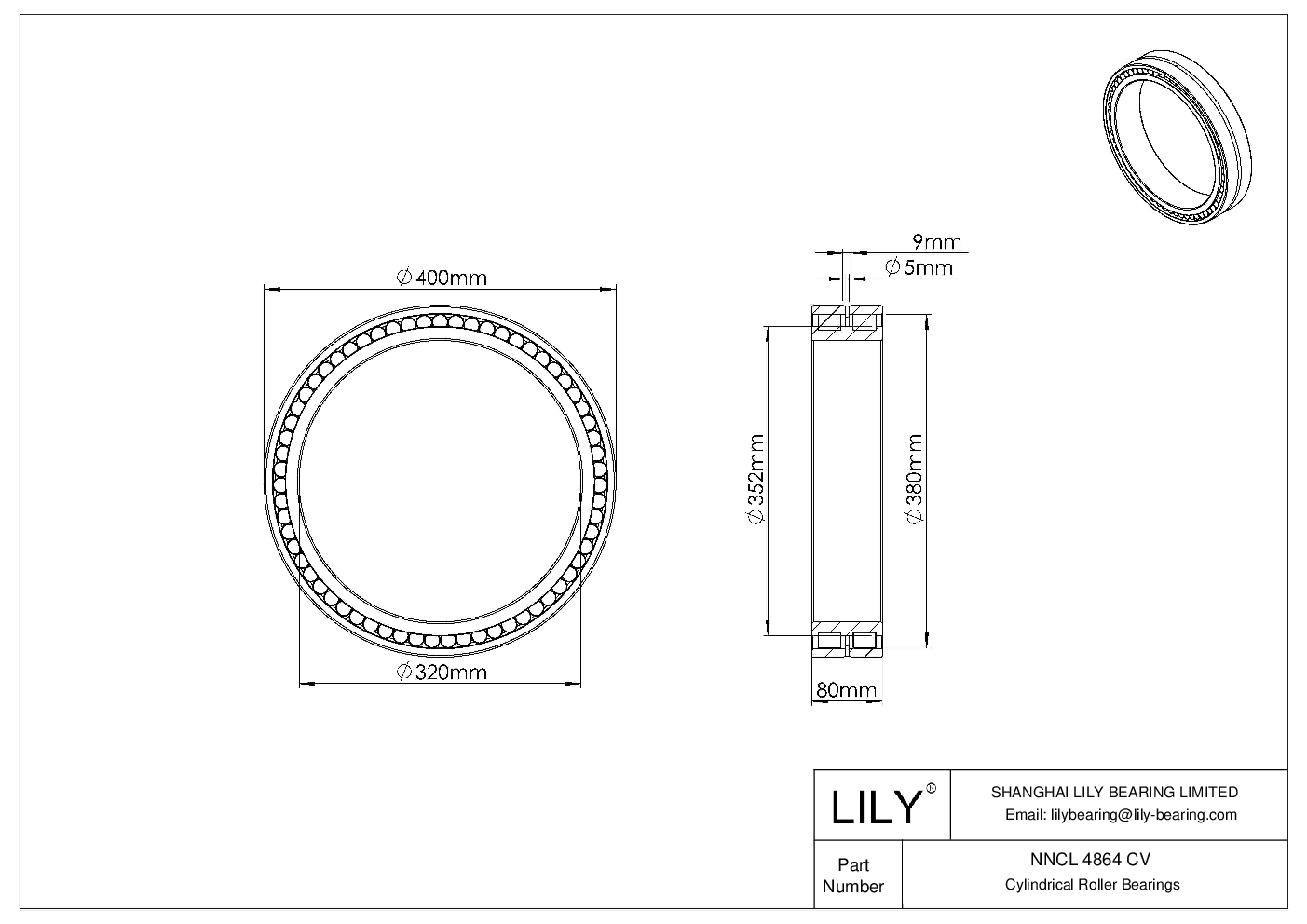 NNCL 4864 CV 双列满装圆柱滚子轴承 cad drawing