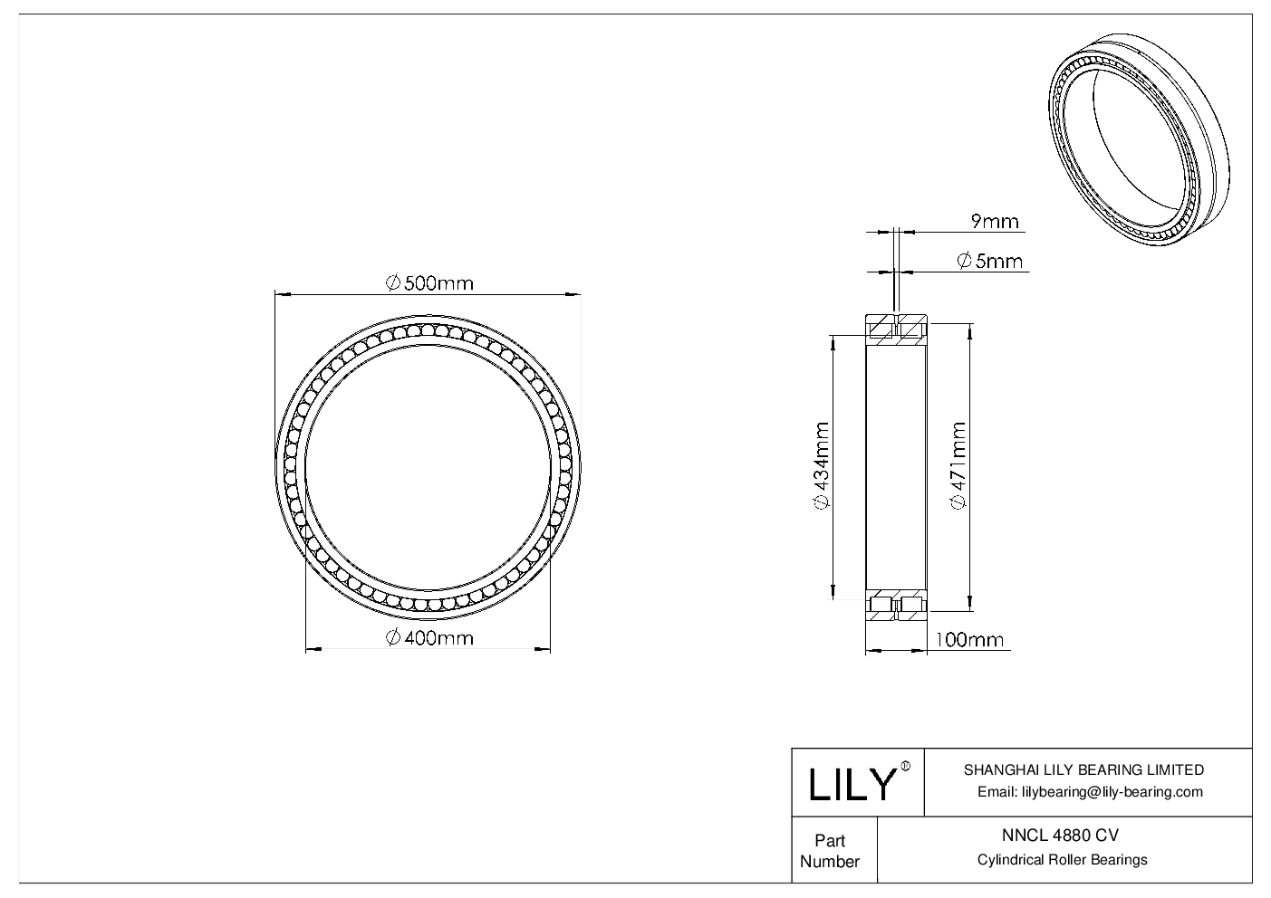 NNCL 4880 CV Rodamientos de rodillos cilíndricos de doble hilera de dotación completa cad drawing