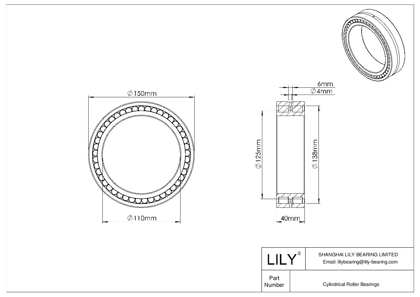 NNCL 4922 CV Double Row Full Complement Cylindrical Roller Bearings cad drawing