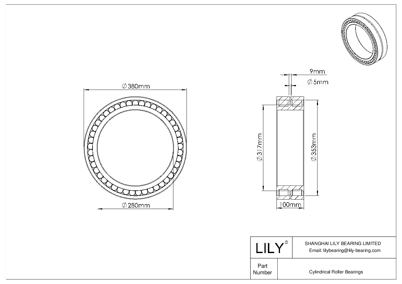 NNCL 4956 CV Double Row Full Complement Cylindrical Roller Bearings cad drawing