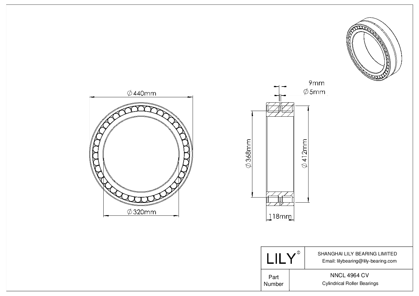 NNCL 4964 CV 双列满装圆柱滚子轴承 cad drawing