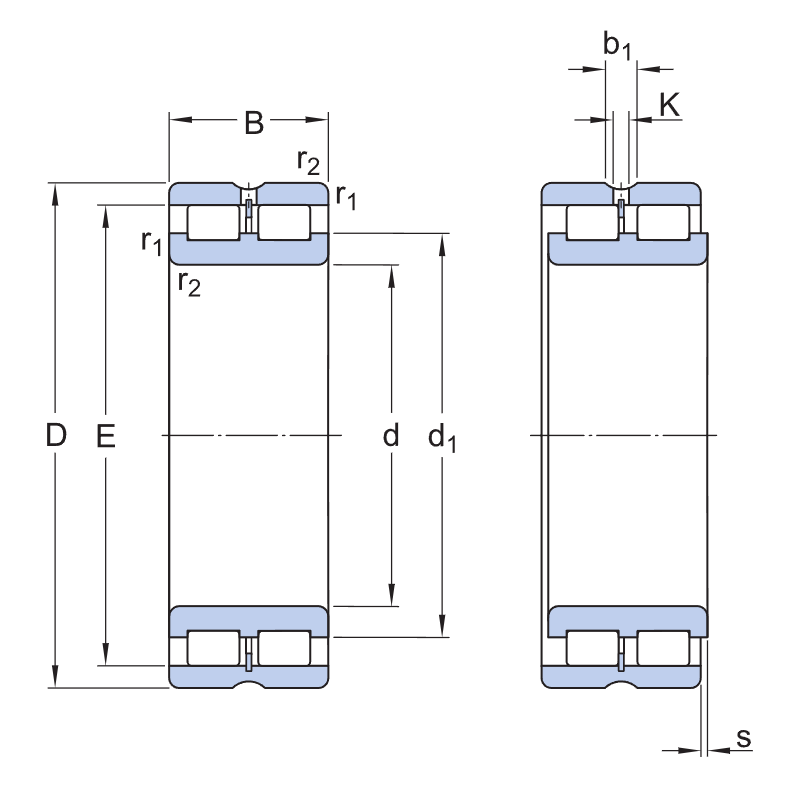 NNCL 4968 CV Rodamientos de rodillos cilíndricos de doble hilera de dotación completa cad drawing