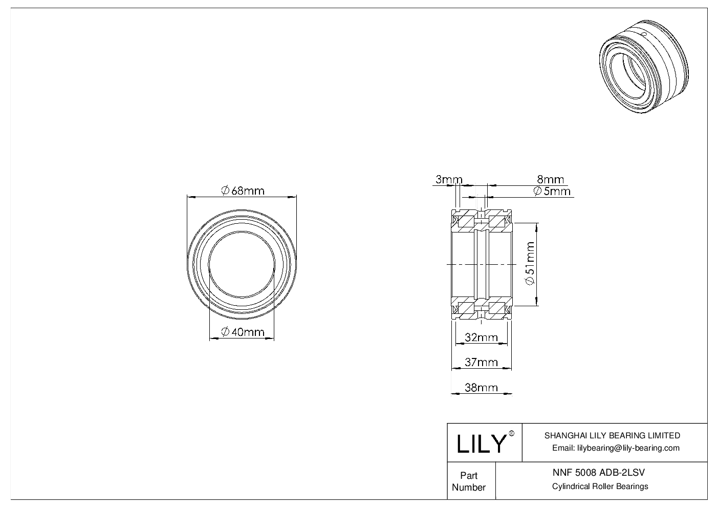 NNF 5008 ADB-2LSV 双列满装圆柱滚子轴承 cad drawing